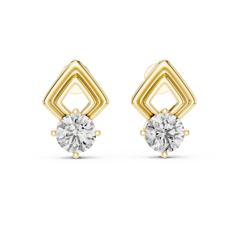 Classic Round Diamond Drop Stud Earrings