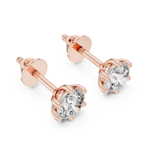 Heart Cut Diamond Solitaire Stud Earrings