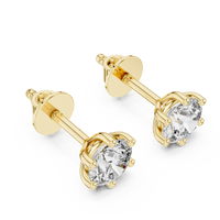 Heart Cut Diamond Solitaire Stud Earrings
