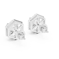 Round Diamond Halo Square Stud Earrings