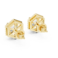 Round Diamond Halo Square Stud Earrings