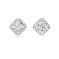 Round Diamond Cushion Halo Stud Earrings