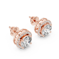 Round Diamond Halo Stud Earrings