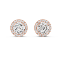 Round Diamond Halo Stud Earrings