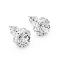 Round Diamond Halo Stud Earrings