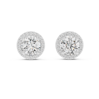Round Diamond Halo Stud Earrings