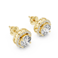 Round Diamond Halo Stud Earrings