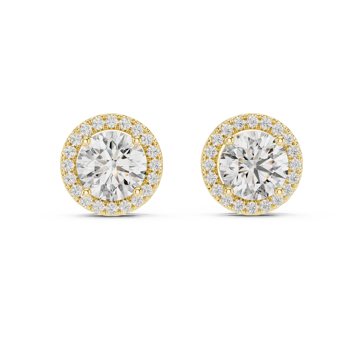 Round Diamond Halo Stud Earrings