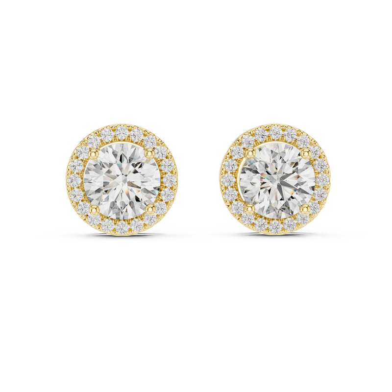 Round Diamond Halo Stud Earrings