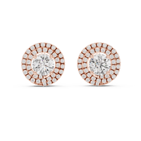 Round Double Halo Diamond Stud Earrings