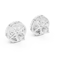 Round Double Halo Diamond Stud Earrings