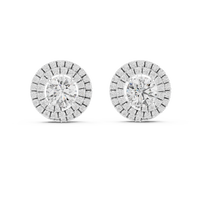 Round Double Halo Diamond Stud Earrings