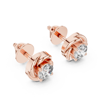 Classic Round Solitaire Twist Basket Stud Earrings