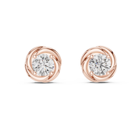 Classic Round Solitaire Twist Basket Stud Earrings