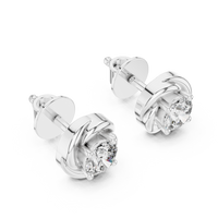 Classic Round Solitaire Twist Basket Stud Earrings
