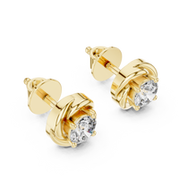 Classic Round Solitaire Twist Basket Stud Earrings