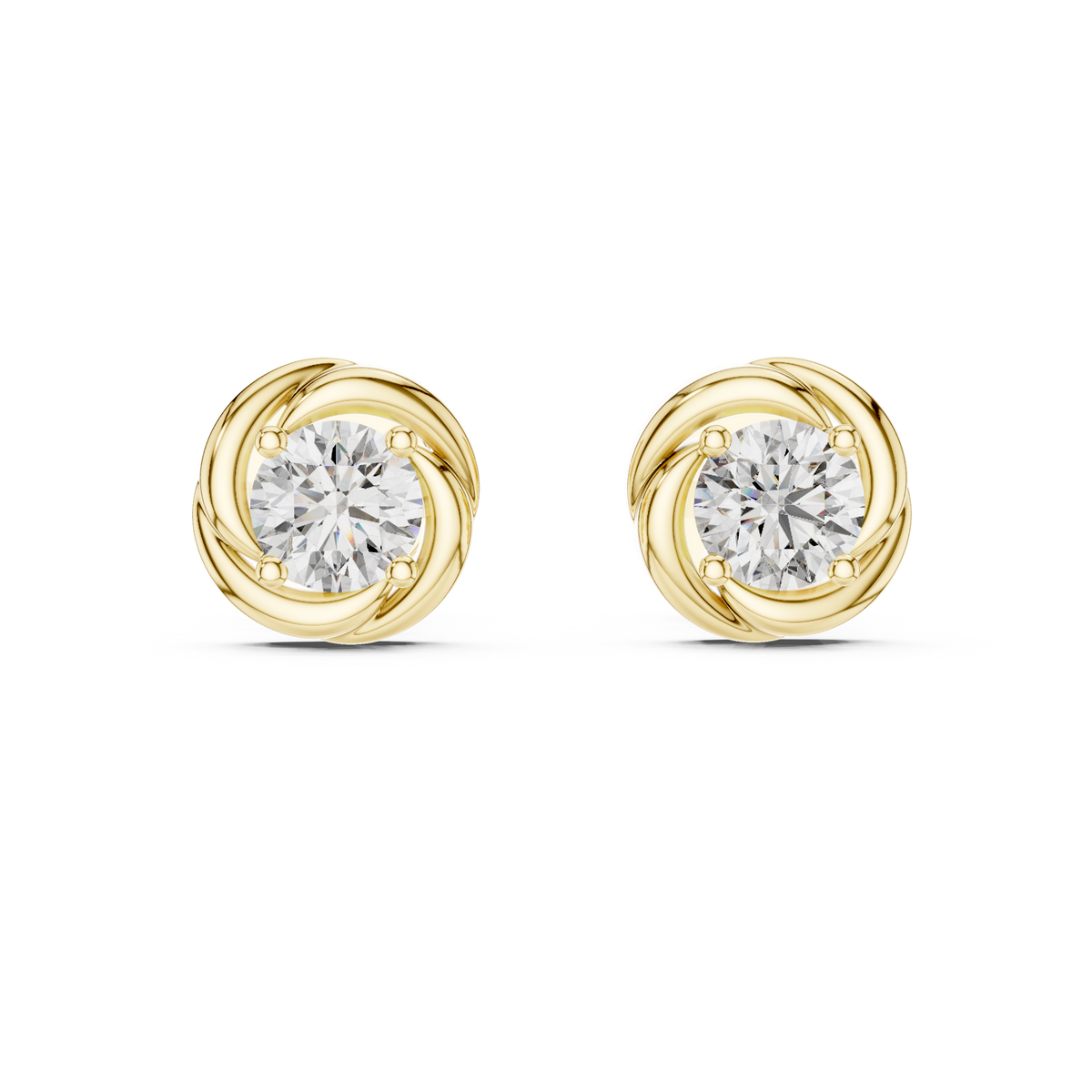 Classic Round Solitaire Twist Basket Stud Earrings