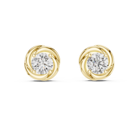 Classic Round Solitaire Twist Basket Stud Earrings