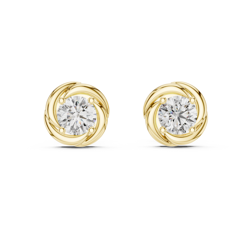 Classic Round Solitaire Twist Basket Stud Earrings