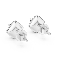 Round Geometric Solitaire Diamond Stud Earrings