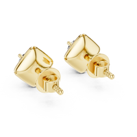 Round Geometric Solitaire Diamond Stud Earrings