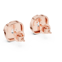 Round Cushion Swirl Solitaire Diamond Stud Earrings