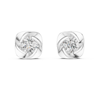 Round Cushion Swirl Solitaire Diamond Stud Earrings