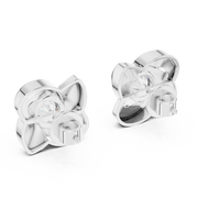 Round Floral Swirl Solitaire Diamond Stud Earrings