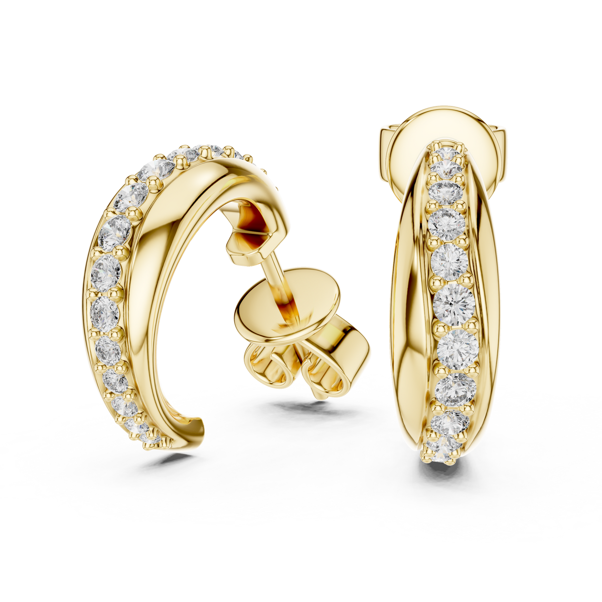 Graduated Round Diamond Hoop Earrings