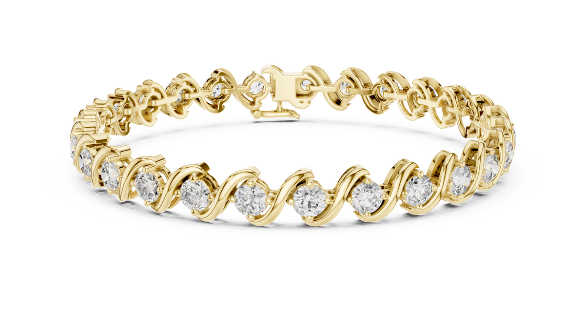 Sculpted Curved Diamond Link Bracelet