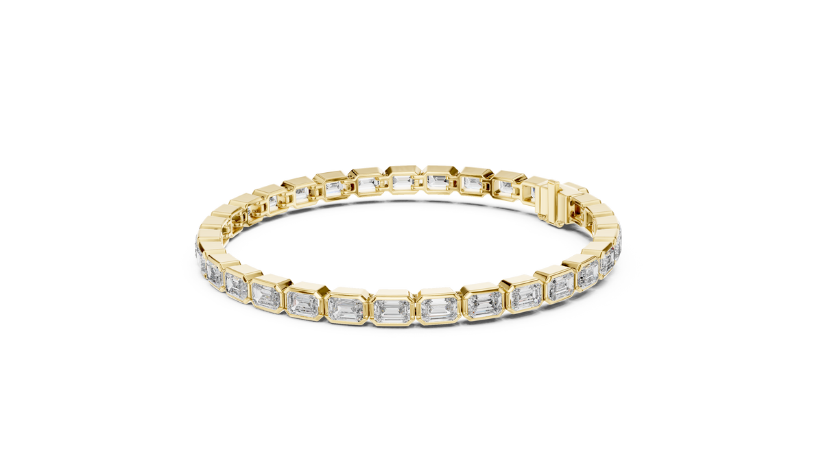 Emerald Cut Diamond Bracelet – 7 Inch Bezel Setting