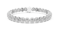 Seraphina Radiant-Cut Diamond Halo Line Bracelet