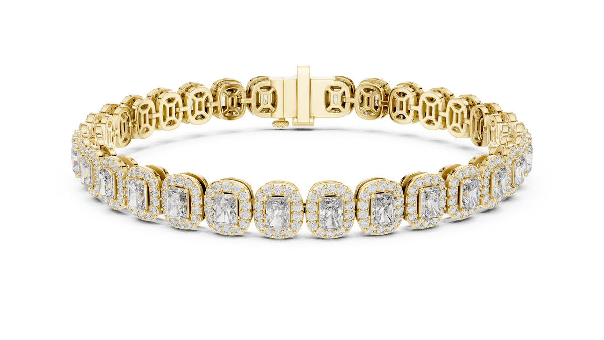 Seraphina Radiant-Cut Diamond Halo Line Bracelet
