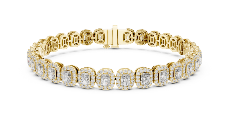 Seraphina Radiant-Cut Diamond Halo Line Bracelet
