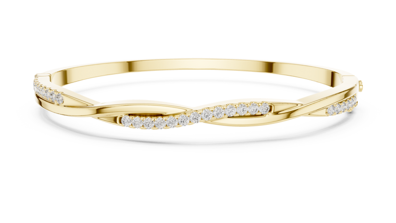 Twist Curve Diamond Bangle Bracelet
