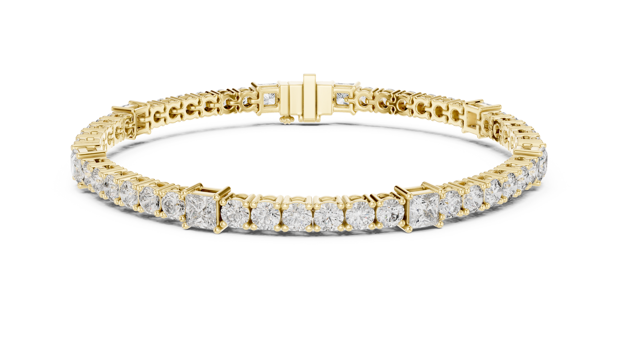 Round & Princess Diamond Line Bracelet