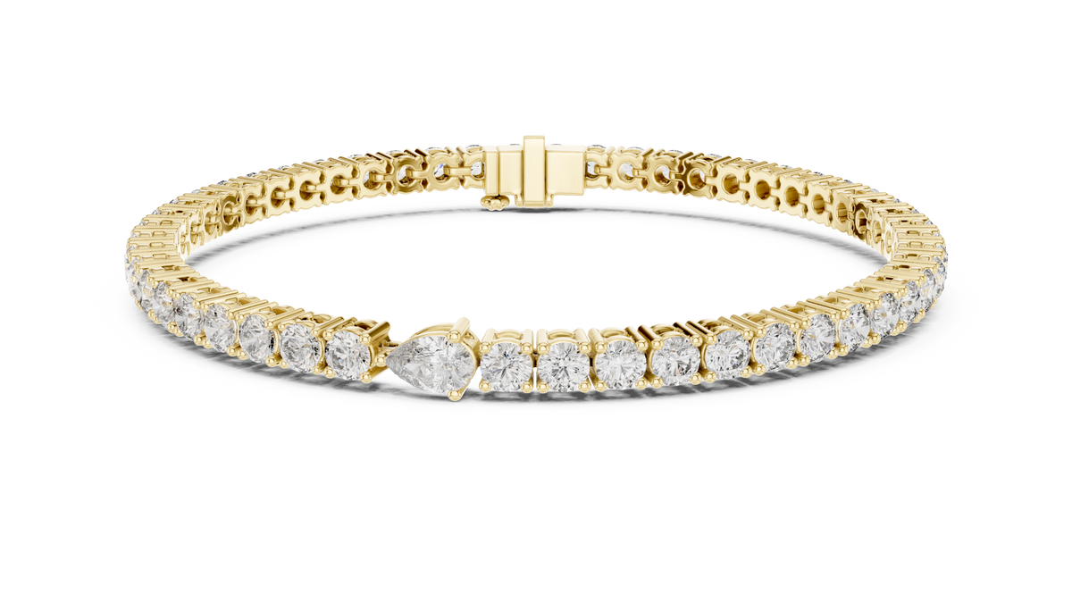 Aurora Round & Pear Diamond Line Bracelet