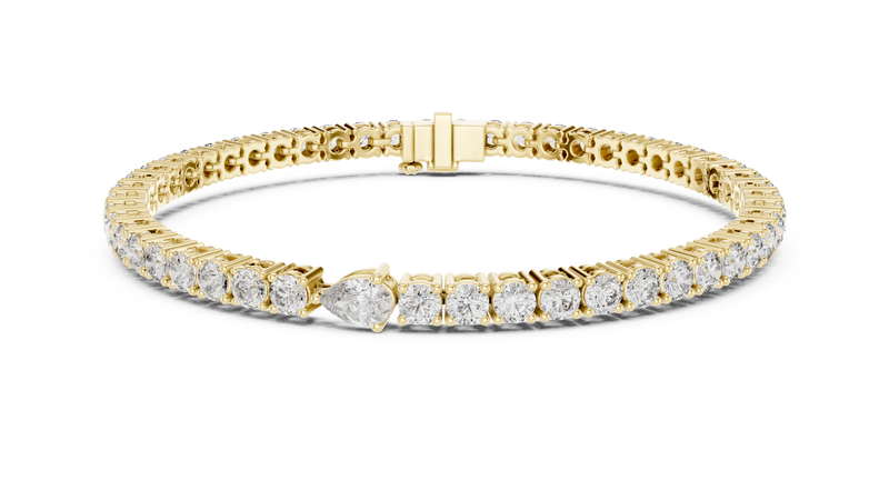 Aurora Round & Pear Diamond Line Bracelet