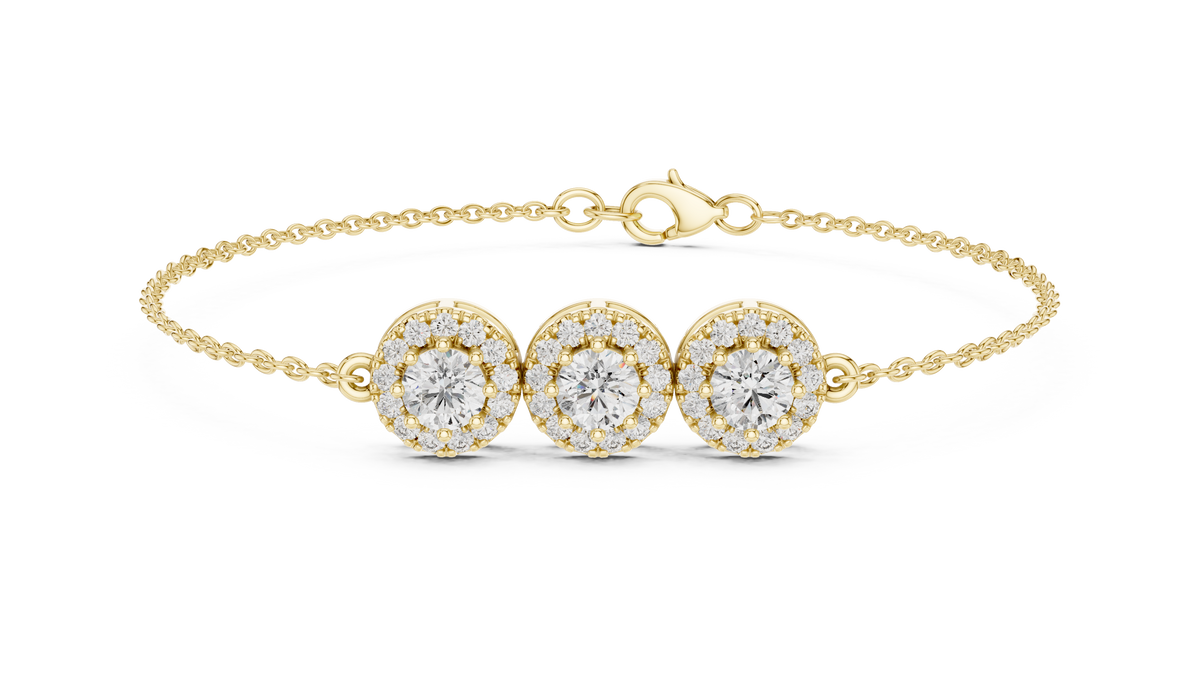 Round Diamond Triple-Link Bracelet
