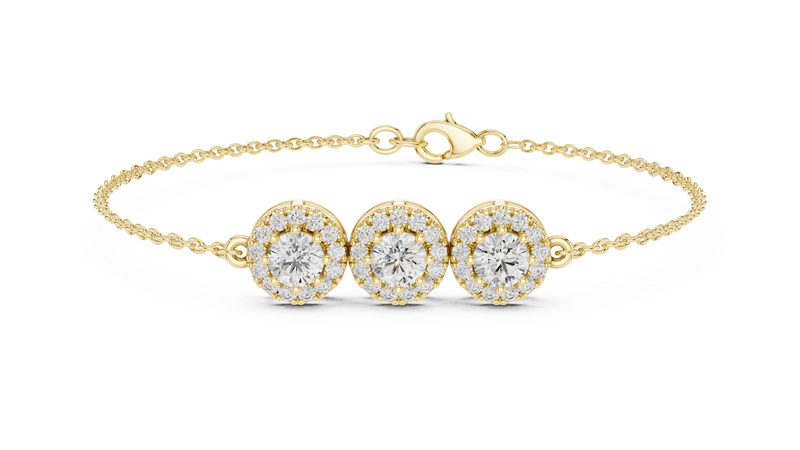 Round Diamond Triple-Link Bracelet