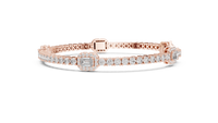 Emerald Rectangle Diamond Link Bracelet
