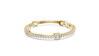 Emerald Rectangle Diamond Link Bracelet