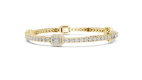 Emerald Rectangle Diamond Link Bracelet