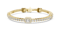 Emerald Rectangle Diamond Link Bracelet