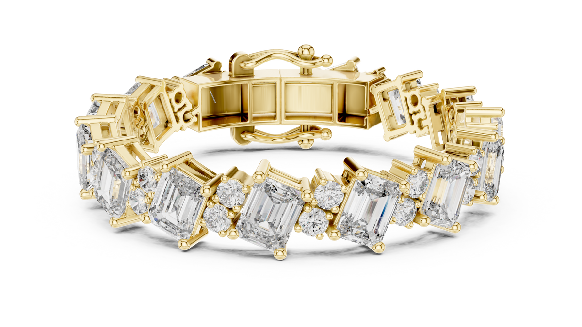 Emerald Rectangle Diamond Link Bracelet