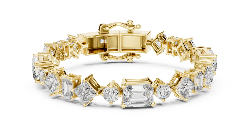 Princess & Emerald Diamond Geometric Link Bracelet