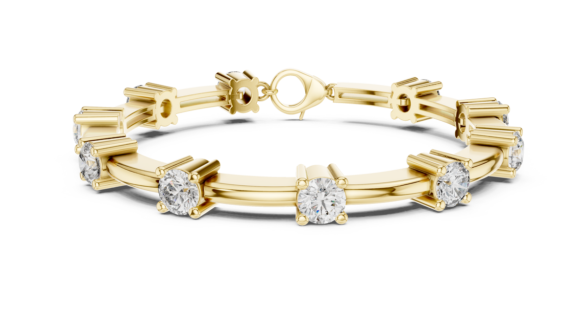 Round Solitaire Station  Sleek Link Bracelet