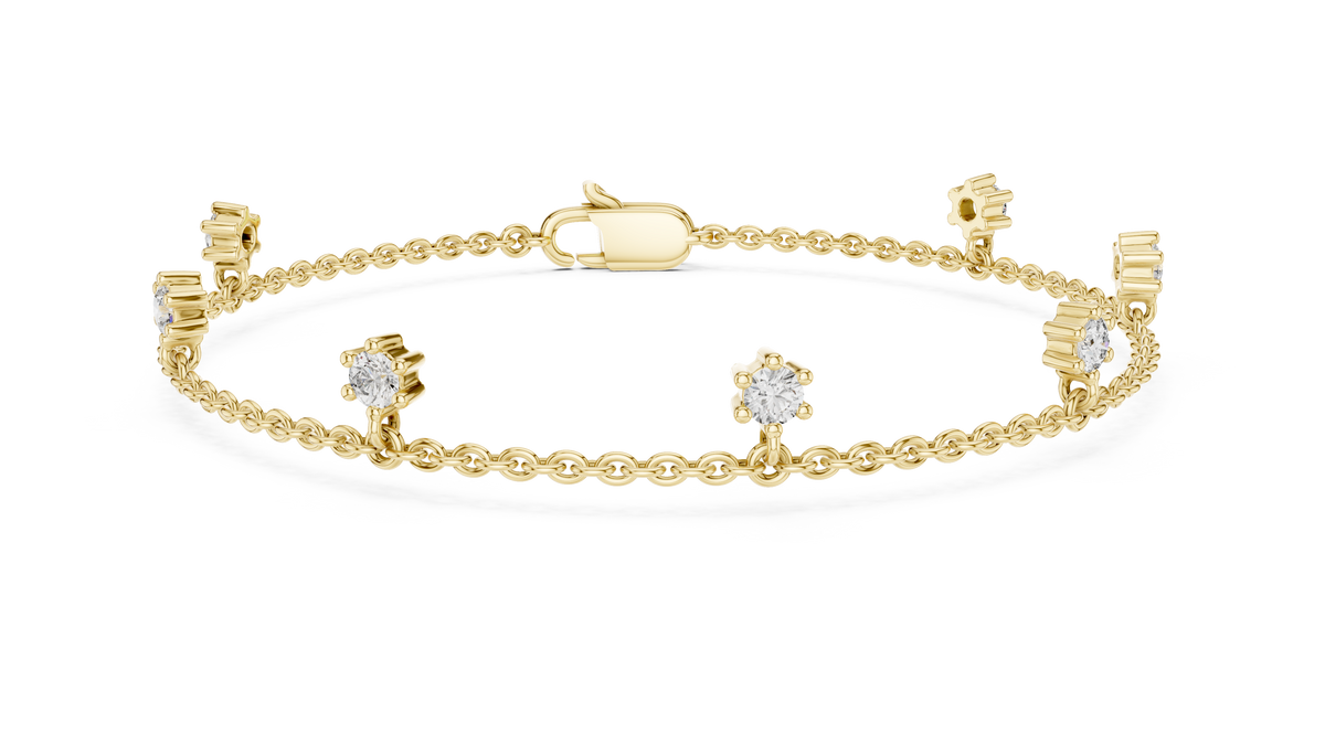Round Diamond Dangle Station Bracelet