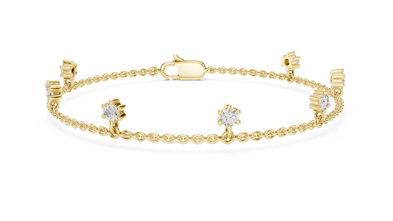 Round Diamond Dangle Station Bracelet