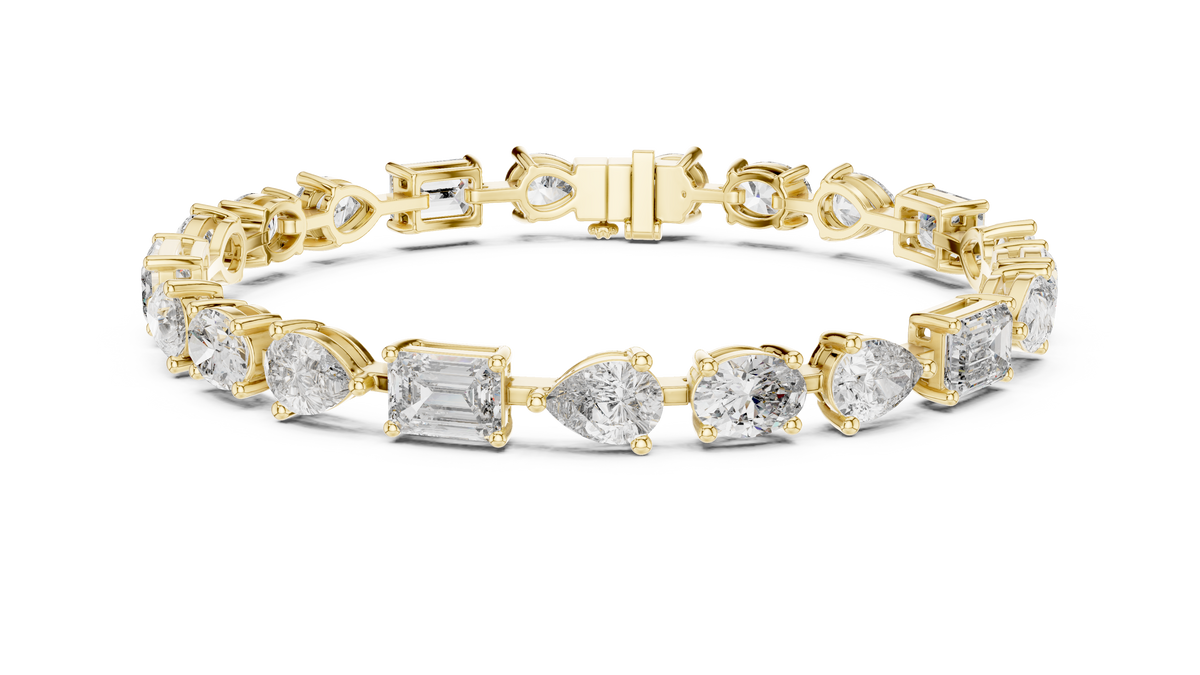 Emerald Oval & Pear Diamond Link Bracelet